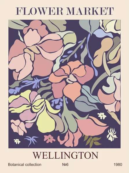 Абстрактний Плакат Квітковий Ринок Wellington Print Тендітне Мистецтво Ботанічної Стіни — стоковий вектор