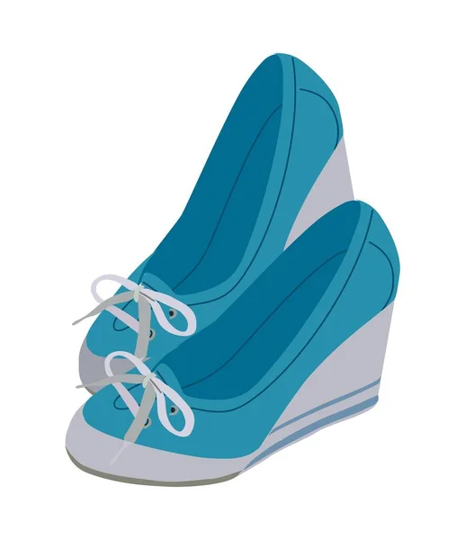 Moda Moda Kadınlarının Mavi Spor Ayakkabıları Bağcıklı Yüksek Platformlu Modern — Stok Vektör