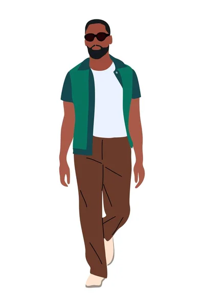 Elegante Homem Negro Ilustrações Vetoriais Africano Americano Cara Vestindo Moda —  Vetores de Stock