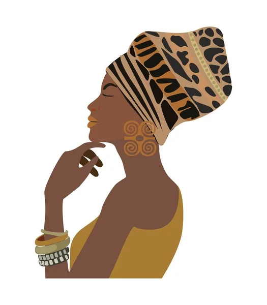 Retrato Abstracto Mujer Negra Para Impresión Femenina Boho Girl Wall — Archivo Imágenes Vectoriales