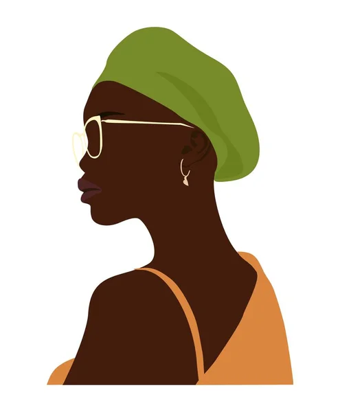 Абстрактний Чорношкірий Портрет Жіночого Друку Boho Girl Wall Art Сучасний — стоковий вектор
