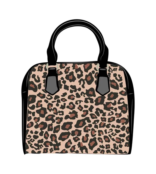 Modern Fashion Women Bag Leather Female Handbag Leopard Print Fashionable — Stock Vector