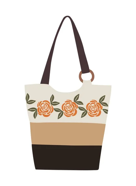 Μοντέρνα Γυναικεία Τσάντα Μόδας Γυναικεία Casual Τσάντα Ώμου Σχέδιο Τριαντάφυλλου — Διανυσματικό Αρχείο