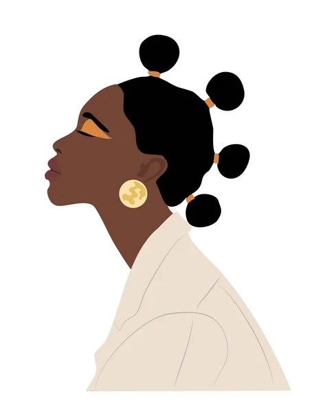 Абстрактний Чорношкірий Портрет Жіночого Друку Boho Girl Wall Art Сучасний — стоковий вектор