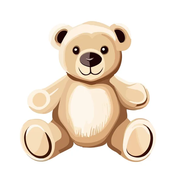 Teddy Bear Toy Icon Cartoon Isolated White Background Vector Illustrations — Stock Vector