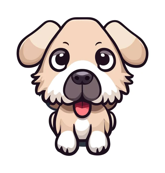 Cute Pies Doodle Wektor Ilustracji Izolowane Białym Tle Pies Kreskówki — Wektor stockowy