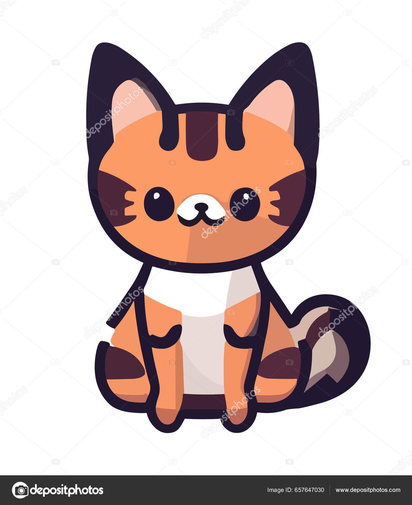 Gato Bonito Desenho Animado Ícone Vetor Estilo Doodle Delineamento Simples  imagem vetorial de LanaBrow© 657647030