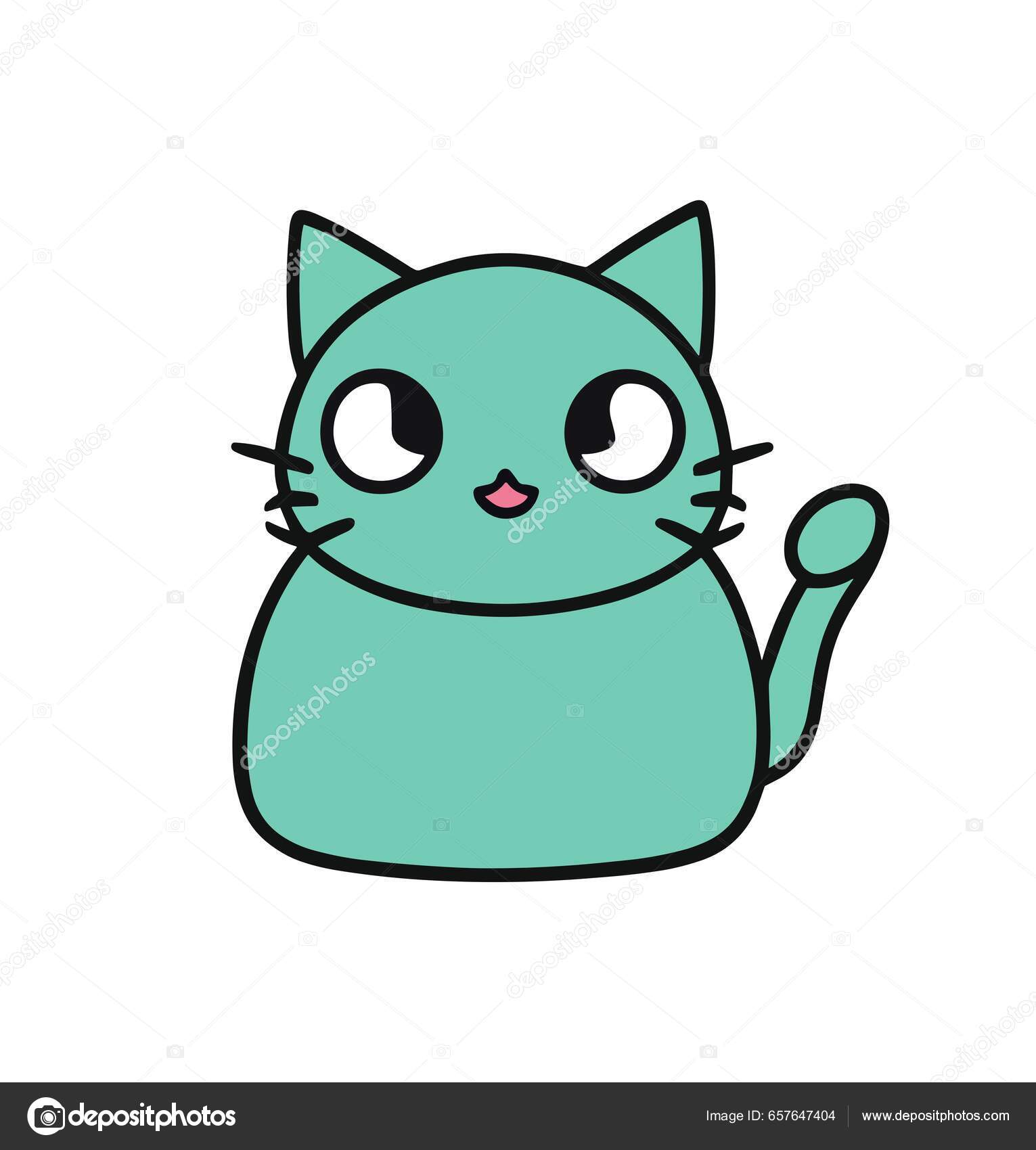 ilustração em vetor gato kawaii fofo de gatinho feliz dos desenhos