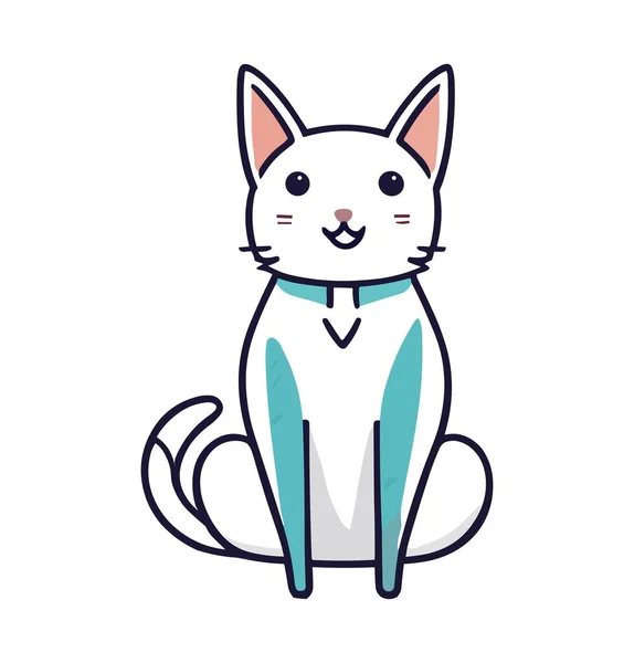 Χαριτωμένη Γάτα Στυλ Κινουμένων Σχεδίων Εικονίδιο Διάνυσμα Απλό Περίγραμμα Γάτα — Διανυσματικό Αρχείο