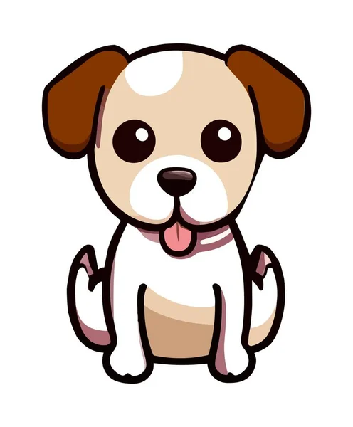 Cute Dog Doodle Vector Illustration Isolated White Background Cartoon Dog — Stock Vector