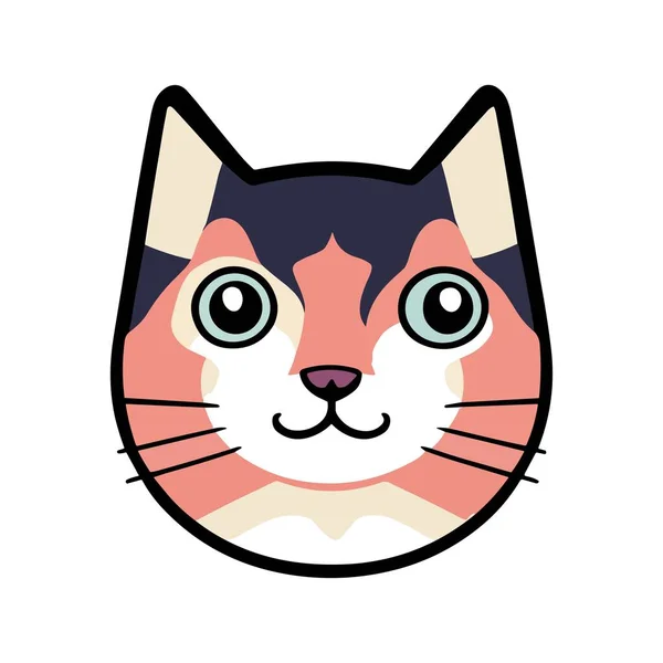 Linda Cara Gato Caricatura Garabato Icono Vector Estilo Esquema Simple — Vector de stock