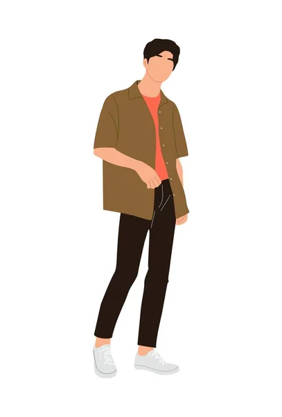 Homme Élégant Tenue Mode Rue Jeune Homme Portant Des Vêtements — Image vectorielle