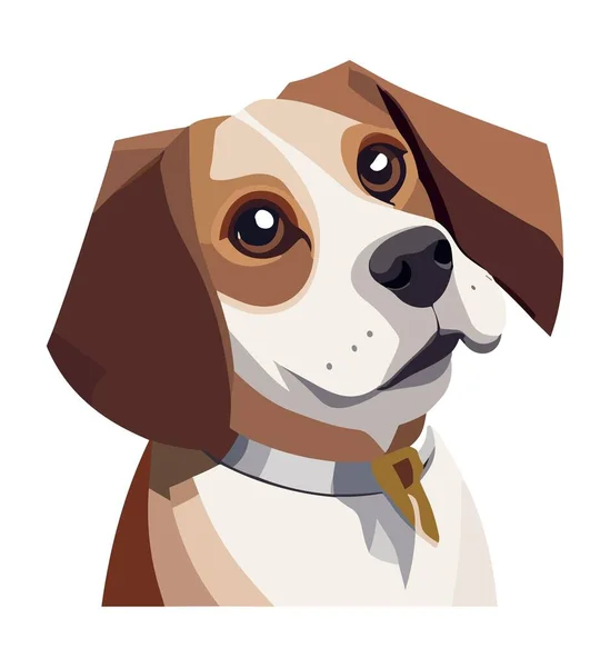 Cute Beagle Dog Flat Vector Illustration Isolated White Background Cartoon — Stock Vector