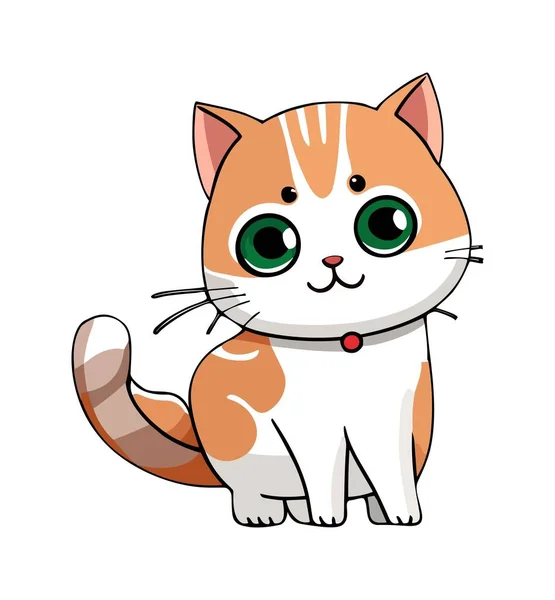 Cute Cat Doodle Vector Illustration Isolated White Background Cartoon Cat — Stock Vector