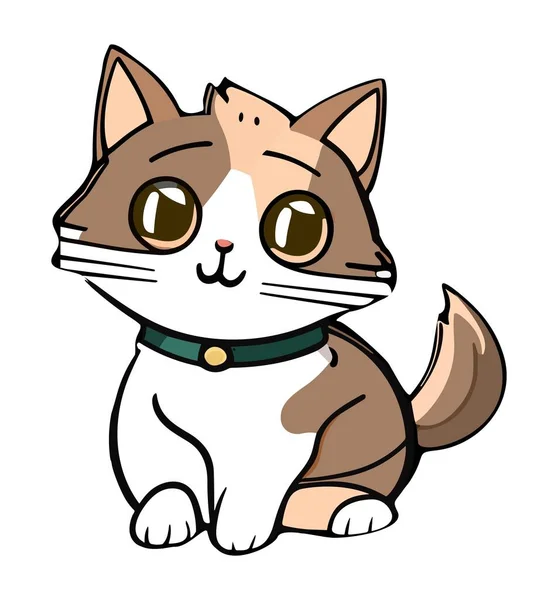 Cute Cat Doodle Vector Illustration Isolated White Background Personagem Gato — Vetor de Stock