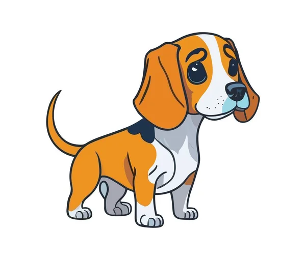 Beagle Puppy Vector Illustration Clipart Perro Lindo Personaje Dibujos Animados — Vector de stock