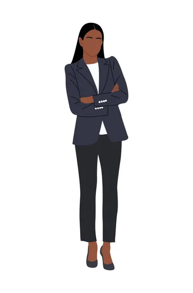 Czarny Biznes Wektorowa Realistyczna Ilustracja Ładnej Afrykańskiej Dziewczyny Kreskówki Oficjalnym — Wektor stockowy