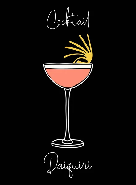 Cocktail Daiquiri Boisson Alcoolisée Verre Illustrations Vectorielles Colorées Isolées Sur — Image vectorielle