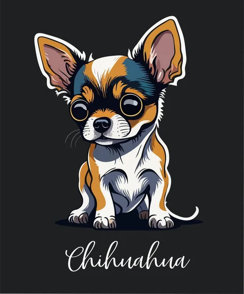 Netter Hund Rasse Chihuahua Mit Traurigem Gesichtsausdruck Lustige Welpen Kleine — Stockvektor