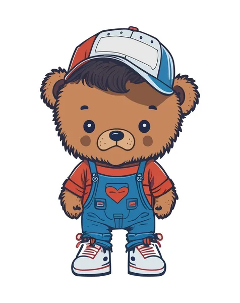 Cute Teddy Bear Toy Cartoon Isolated White Background Vector Illustration — Stock Vector
