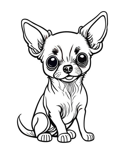 Coloring Page Outline Dari Kartun Lucu Chihuahua Anak Anjing Anjing - Stok Vektor