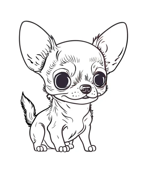 Página Para Colorear Esquema Dibujos Animados Lindo Cachorro Chihuahua Perro — Vector de stock