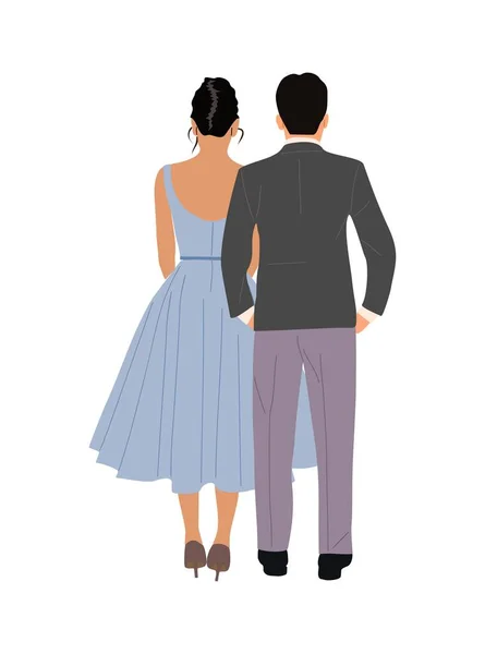 Mooi Stel Dat Avondkleding Draagt Voor Feest Bruiloft Evenement Feestje — Stockvector
