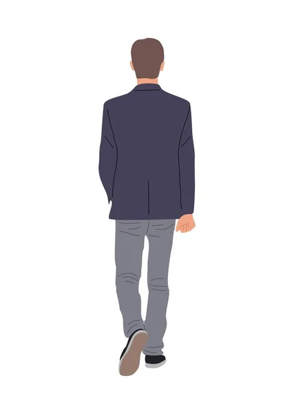 Business Man Wearing Smart Casual Office Outfit Walking Rear View — Stock Vector