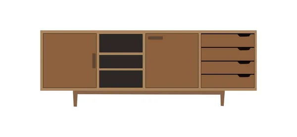Wooden Chest Drawers Living Room Bedroom Cozy Room Interior Design — Stock Vector