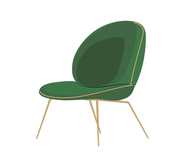 Retro Armchair Emerald Green Color Trendy Mid Century Modern Lounge — Stock Vector