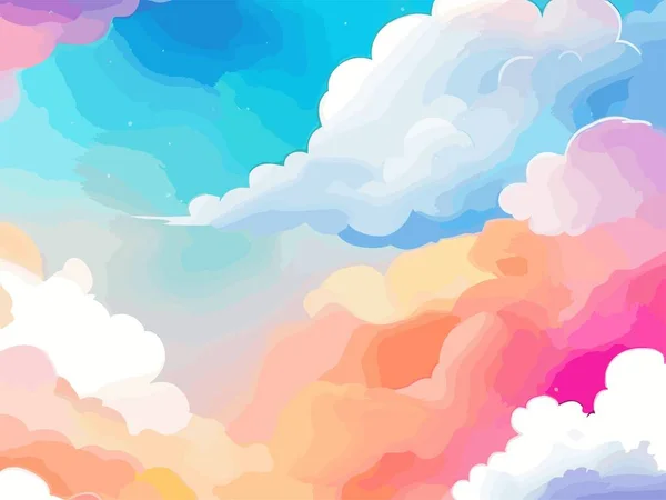 Fundo Abstrato Céu Céu Colorido Com Nuvens Desenhos Animados Estilo — Vetor de Stock