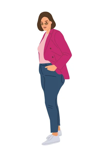 Femme Affaires Courbée Dans Des Vêtements Bureau Modernes Élégants Beauté — Image vectorielle