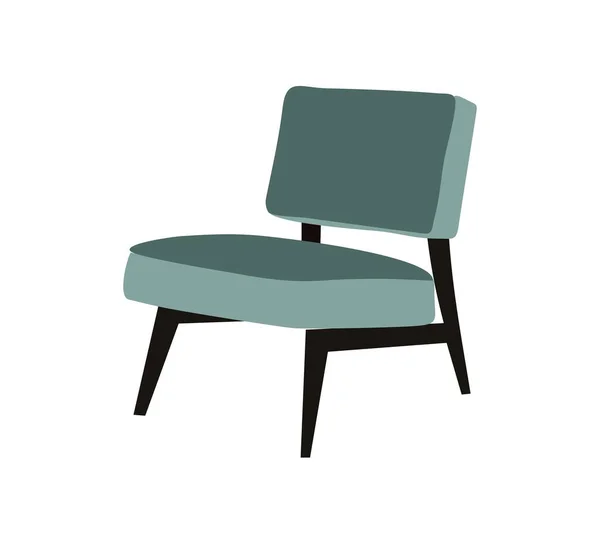 Stylowy Wygodny Teal Miękkie Krzesło Element Meblowy Salonu Retro Fotel — Wektor stockowy