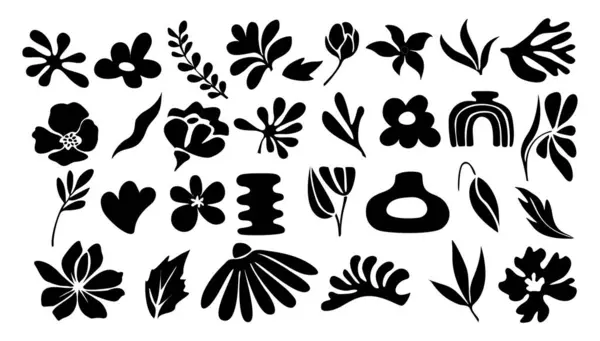 Bir Çiçek Siluet Seti Çizimi Çiçek Tasarımı Elementler Ikonlar Şekiller Vektör Grafikler