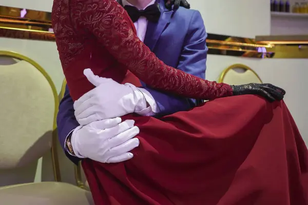 Historical ballroom dances. Couple rest after ballroom dances