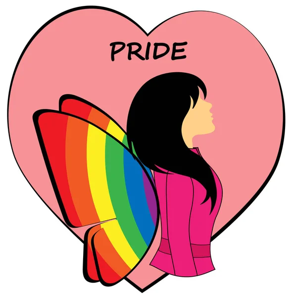 Girl Rainbow Word Pride Pink Heart Background — Stock Vector