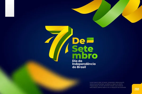 Brasilianischer Unabhängigkeitstag Logotyp September Mit Flaggenhintergrund — Stockvektor