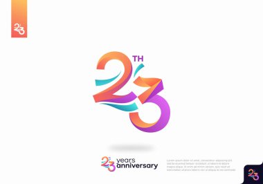 Beyaz arkaplanda renkli 23. Yıldönümü logosu.