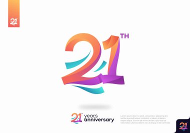 Beyaz arkaplanda renkli 21. yıl dönümü logosu.