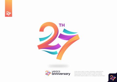 Beyaz arkaplanda renkli 27. Yıldönümü logosu.