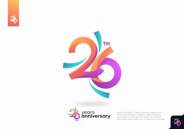 Beyaz arkaplanda renkli 26. Yıldönümü logosu.