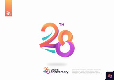 Beyaz arkaplanda renkli 28. Yıldönümü logosu.