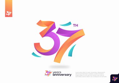 Beyaz arkaplanda renkli 37. Yıldönümü logosu.
