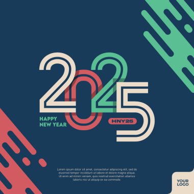 Soyut renkli mutlu yeni yıl 2025.