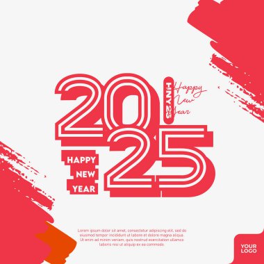 Soyut renkli mutlu yeni yıl 2025.