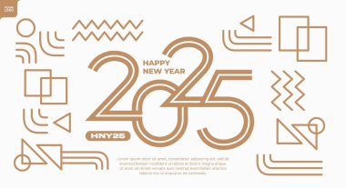 Soyut geometrik renkli 2025 yeni yıl illüstrasyon arkaplanı.
