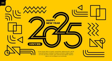 Soyut geometrik renkli 2025 yeni yıl illüstrasyon arkaplanı.