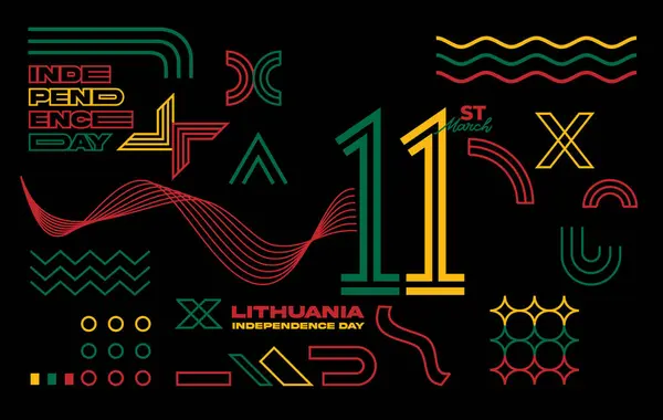 Litauischer Unabhängigkeitstag Geometrische Abstrakte Hintergrundform Mit Dem Logo Des Marsches — Stockvektor