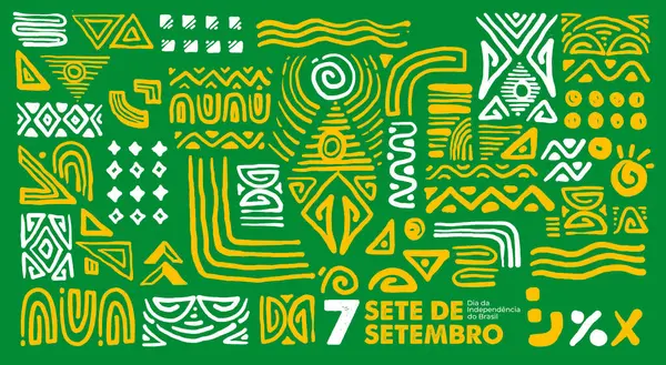 Brasiliens Unabhängigkeitstag Geometrischer Abstrakter Hintergrund September Brasilien — Stockvektor