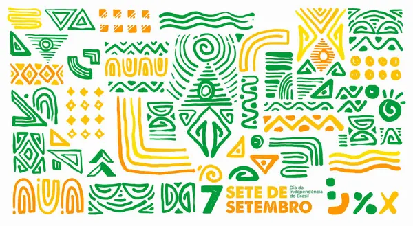 Brasiliens Unabhängigkeitstag Geometrischer Abstrakter Hintergrund September Brasilien — Stockvektor